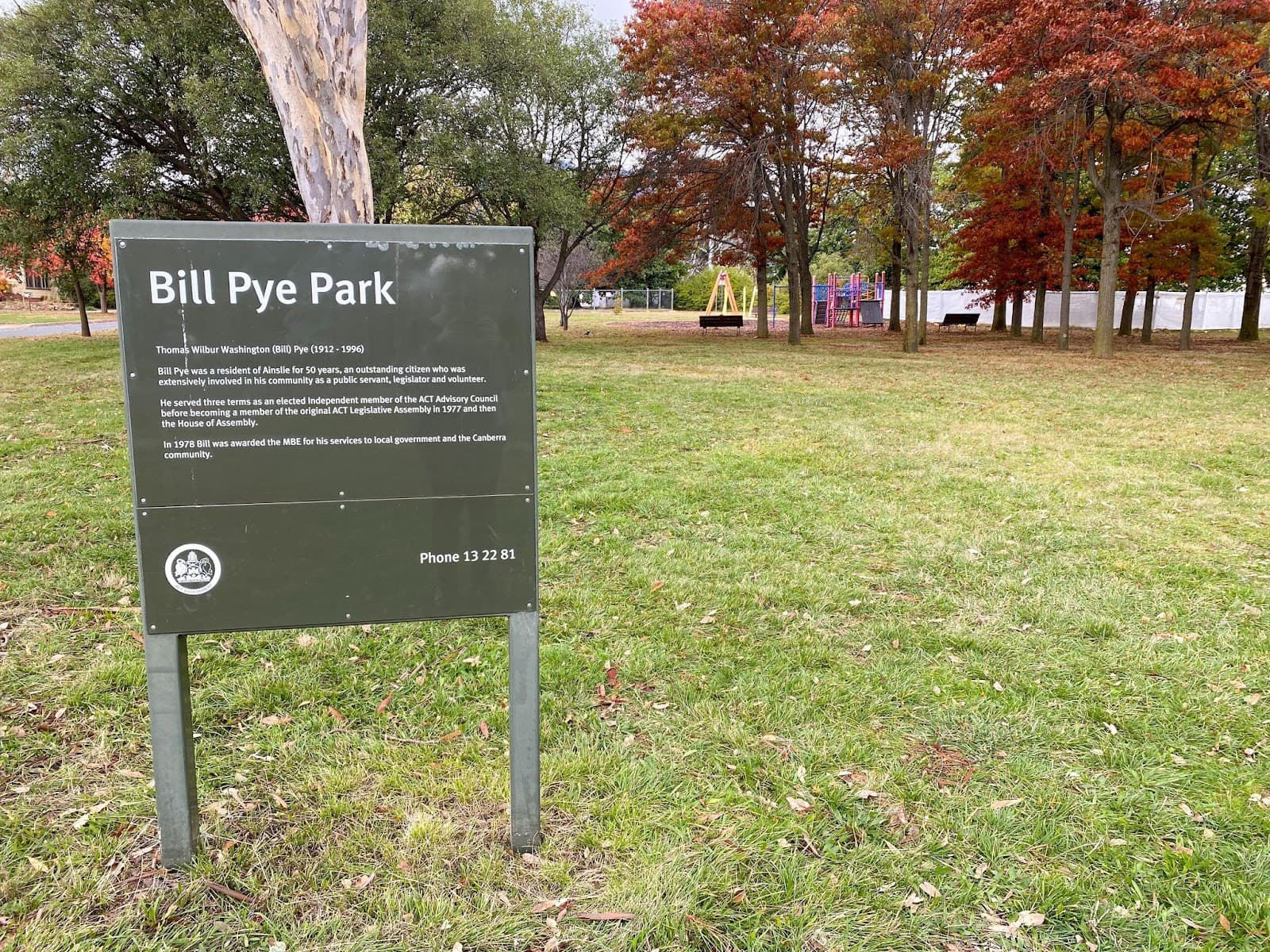 Bill Pye Park — Dickson, Canberra